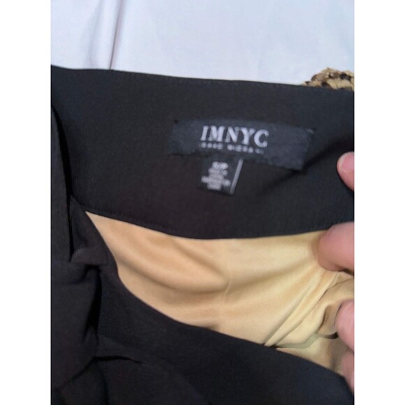 Issac Mizrahi Pencil Skirt Size SP Gold Black Sequin Front Bow Disco Glamour Hot - Picture 5 of 7